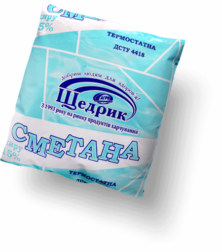 Сметана ЩЕДРИК 15%, 500г, плівка поліетиленова